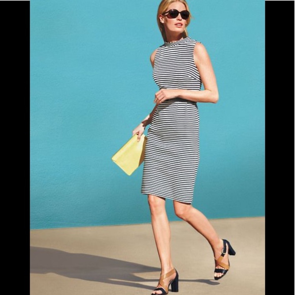 Boden Sixties Ponte striped sleeveless dress